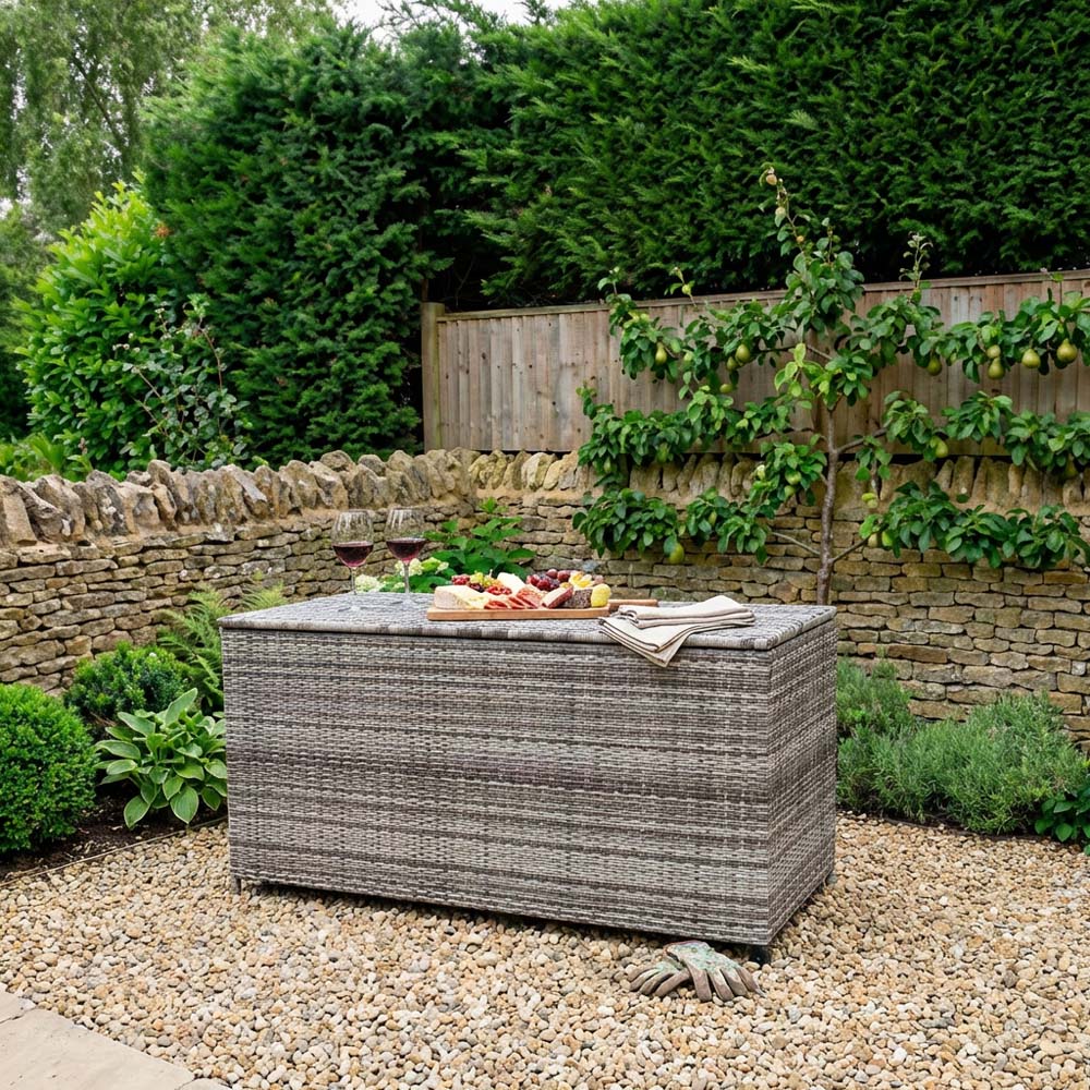 Malay Deluxe New Hampshire Grey Rattan Effect Cushion Storage Box Image 6