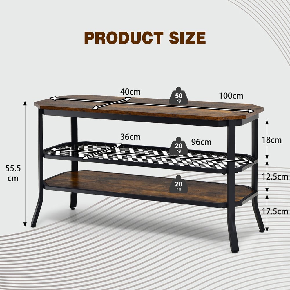 Costway Wooden Rustic Brown TV Unit Image 8
