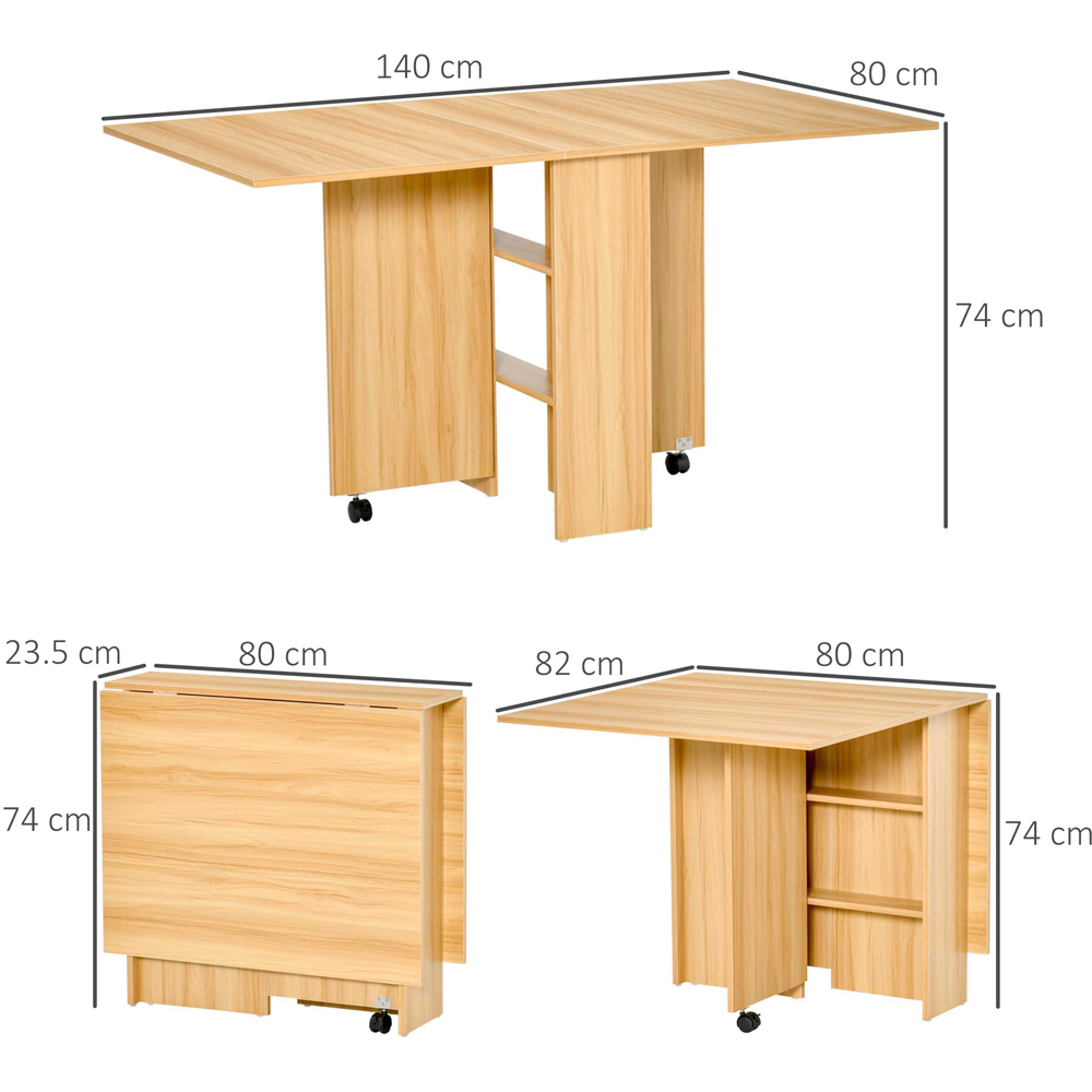 HOMCOM 6 Seater Foldable Dining Table with Storage Shelf Image 9