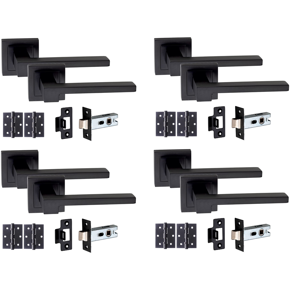 Golden Grace Matt Black Zeta Latch Handle Set 4 Pack Image 1