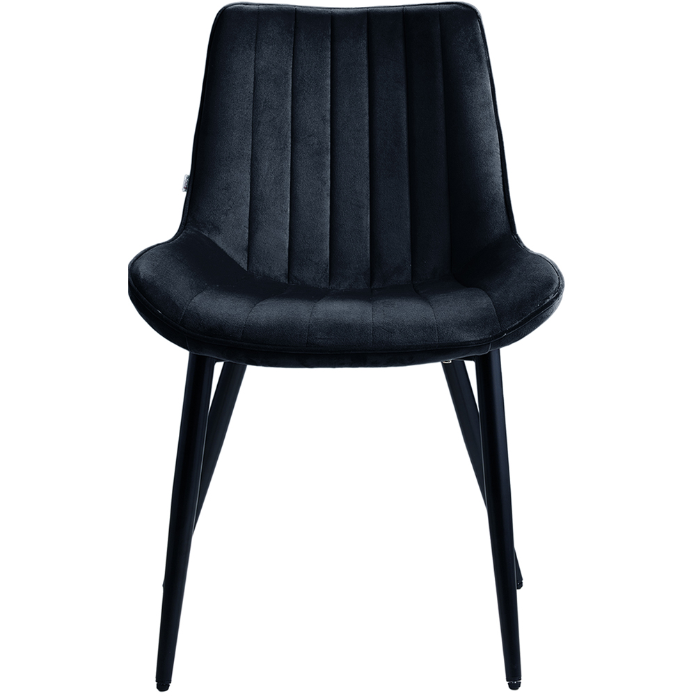 Living and Home Set of 2 Black Dutch Velvet Dining Chair Image 3