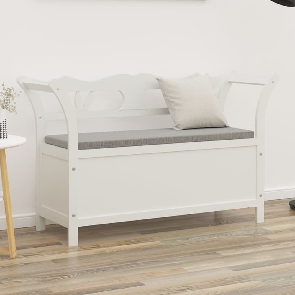 vidaXL 2 Seater White Solid Wood Fir Bench Image 1