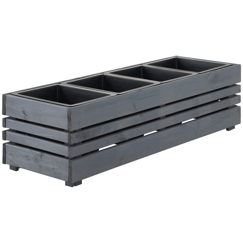 Cerland Geteborg Grey Wooden Rectangular Planter 120cm Image 3
