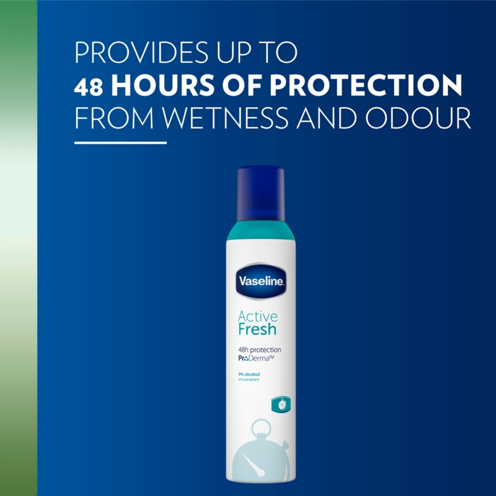 Vaseline Active Fresh Women's 48H Protection Anti-Perspirant Deodorant Spray 250ml 3 Pack Image 6