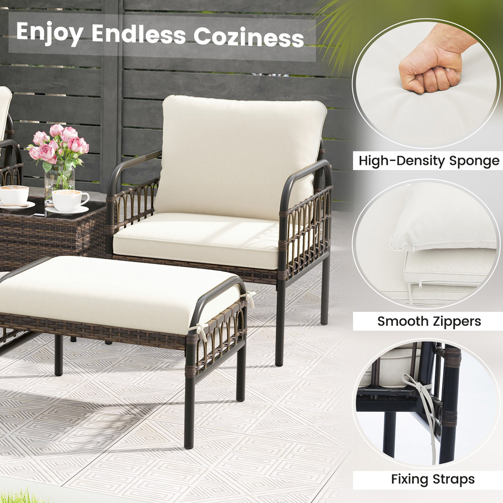 Costway 2 Seater White Ottoman Patio Conversation Set Image 6
