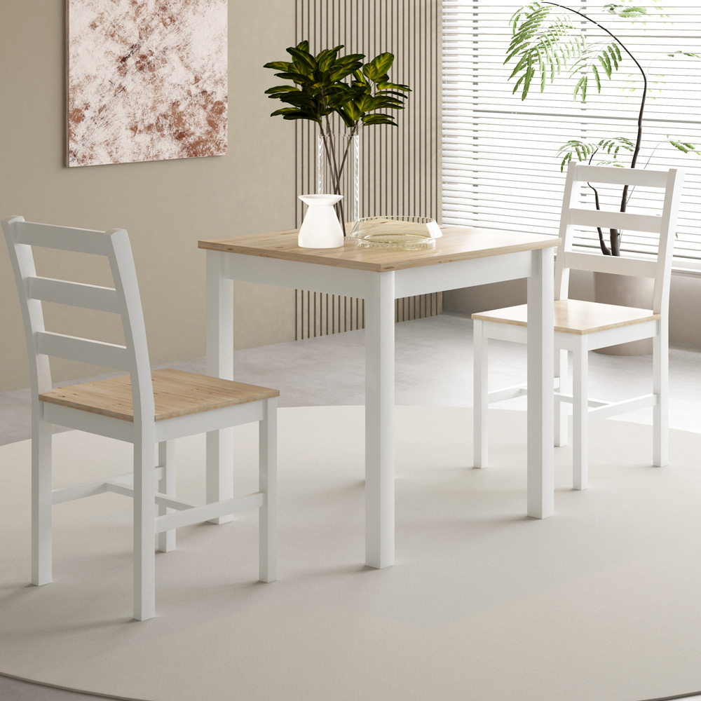 Comfy Living 2 Seater Wooden Dining Set White and Natural Image 1