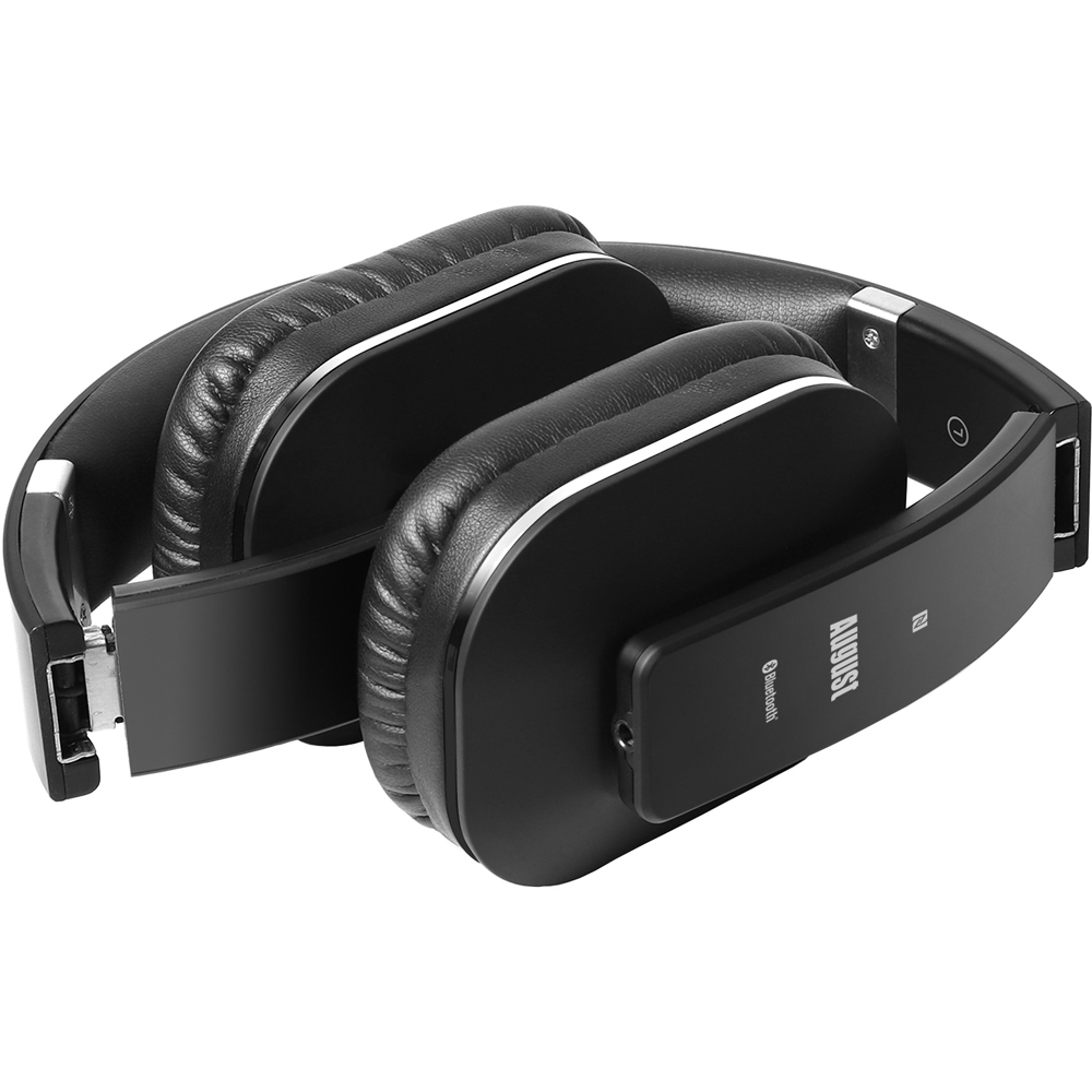 August EP650B Black Wireless Low Latency NFC Bluetooth Headphones with Mic Image 2