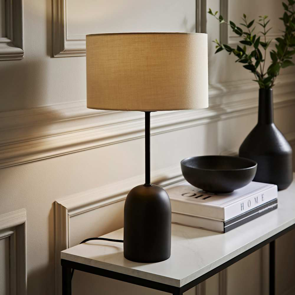 ValueLights Kaiden Cream Drum Shade Dome Table Lamp Image 6