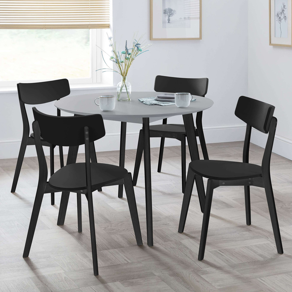 Julian Bowen Casa Set of 2 Black Solid Hardwood Dining Chair Image 6