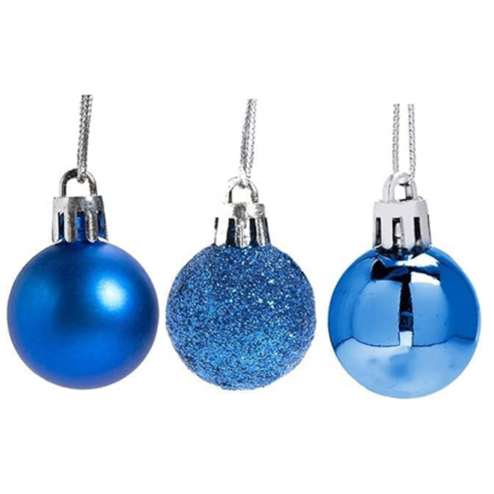 Shatchi 3cm Blue Shatterproof Christmas Baubles 24 Pack Image 2