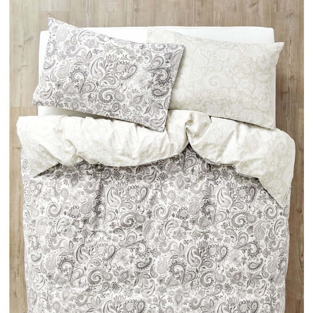 Wilko Paisley Grey Easy Care King Size Duvet Set Wilko