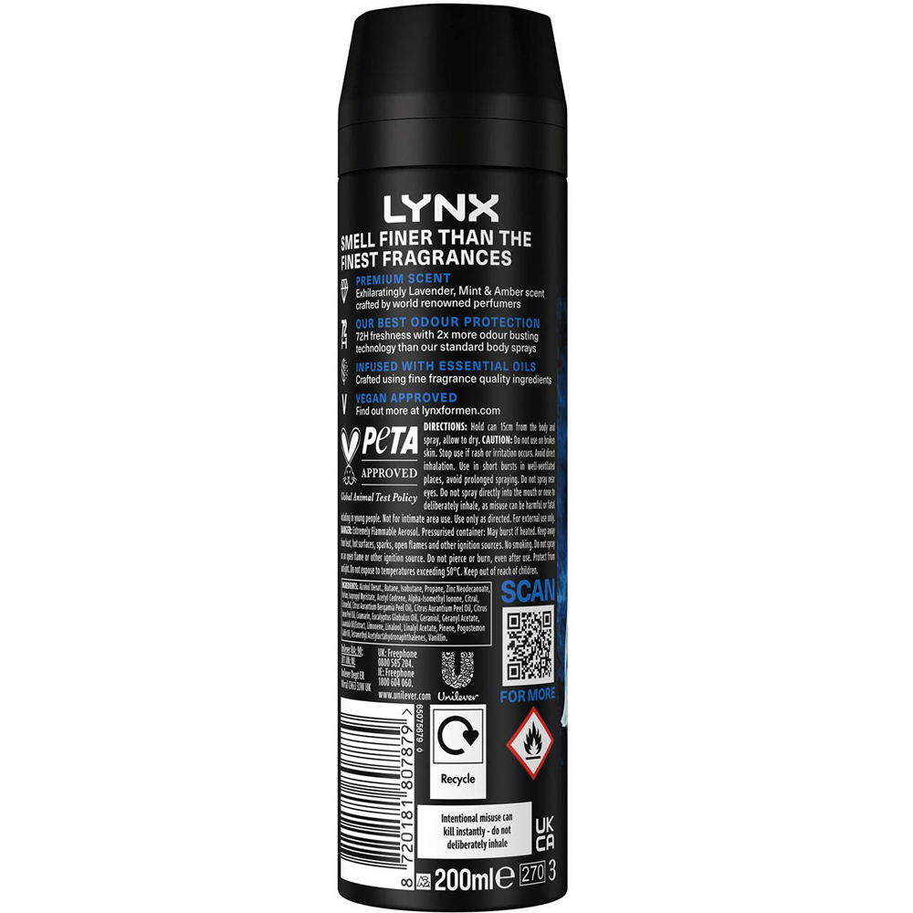 Lynx Fine Fragrance Blue Lavender Body Spray Deodorant 200ml 6 Pack Image 8