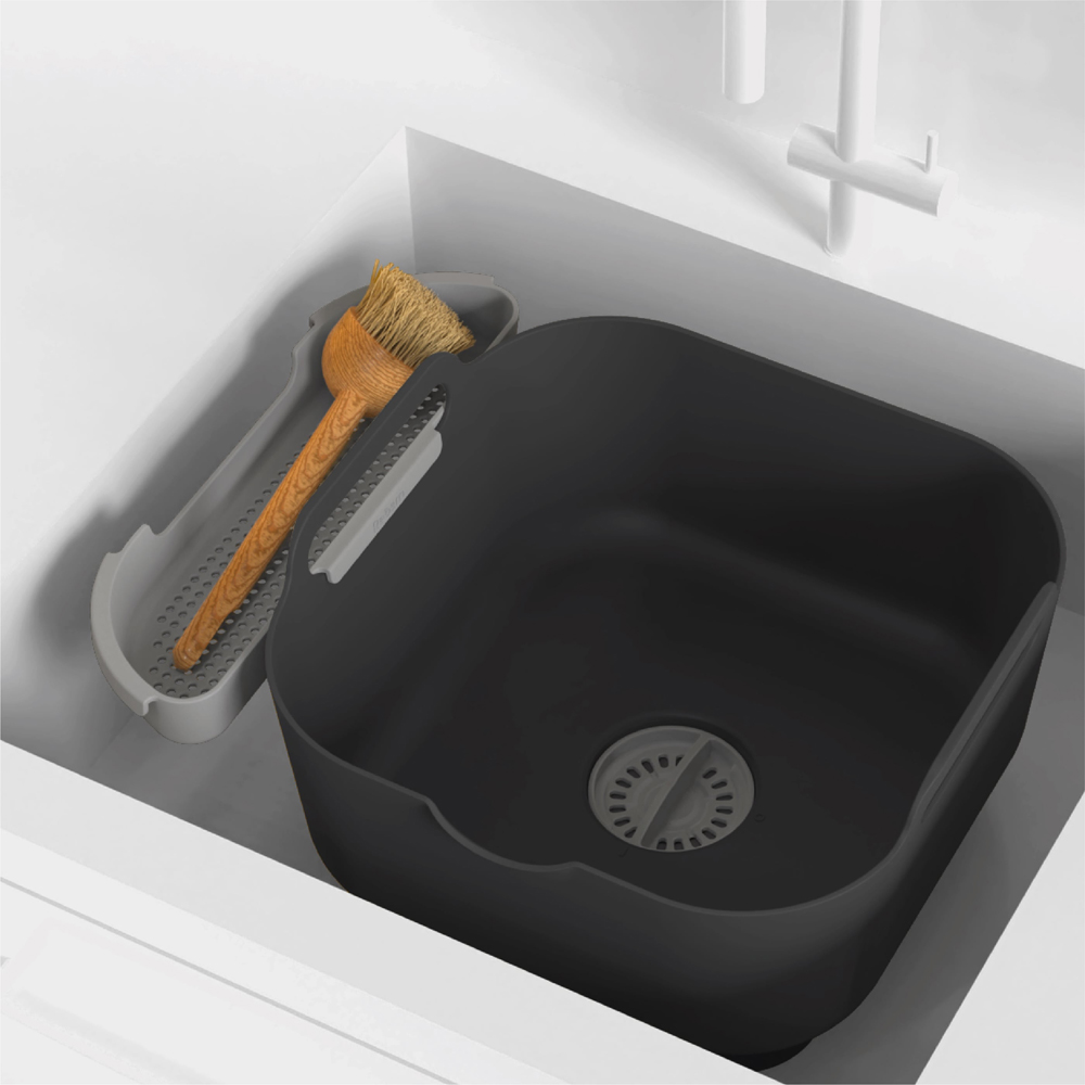 ReBorn Dark Grey Large Washing Up Bowl with Removable Multipurpose Drainer 9L Image 6