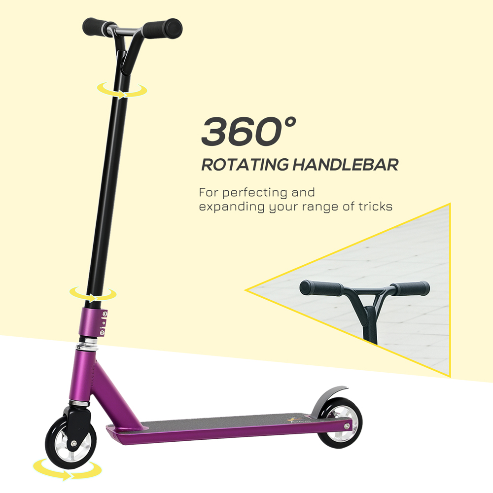 HOMCOM Purple Lightweight Entry Level Complete Trick Kick Stunt Scooter Image 3