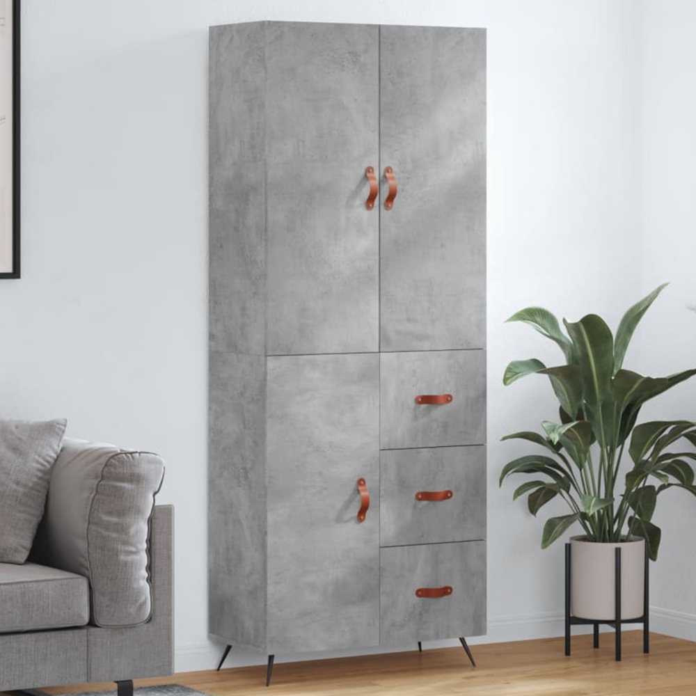 vidaXL 3 Door 3 Drawer Concrete Grey Highboard Image 1