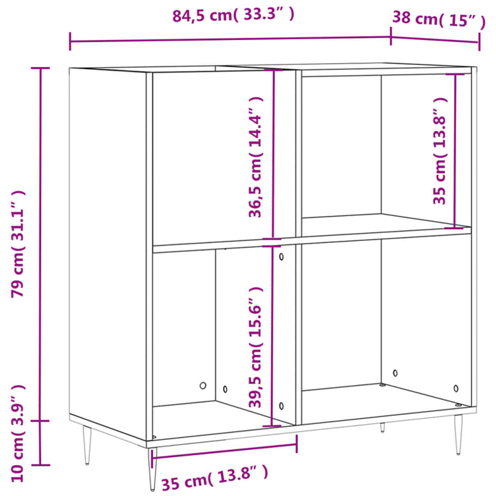 vidaXL 2 Shelf High Gloss White Record Cabinet Image 9