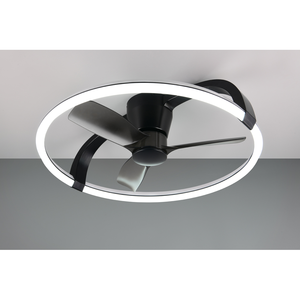 TRIO Stockholm Matt Black Round RGB LED Ceiling Light with Fan Image 7