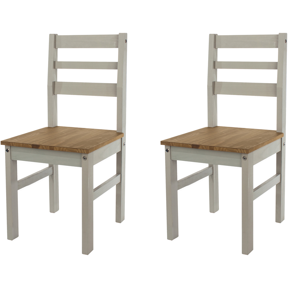 Core Products Corona Set of 2 Linea Grey Ladder Back Dining Chair Image 2