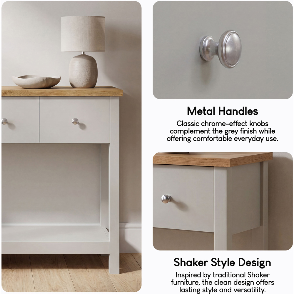 VIDA DESIGNS Arlington 3 Drawer Grey and Oak Console Table Image 5