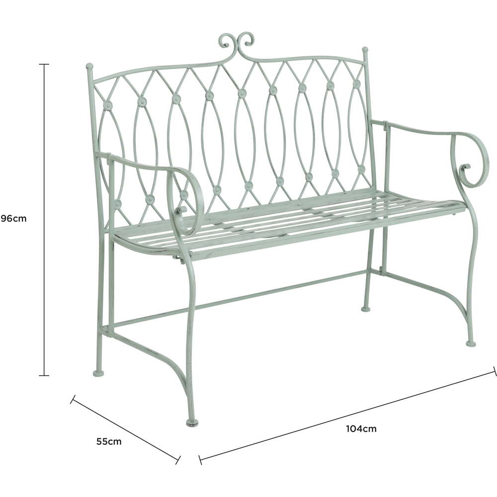 Charles Bentley 2 Seater Heritage Green Decorative Rustic Metal Garden Bench Image 9