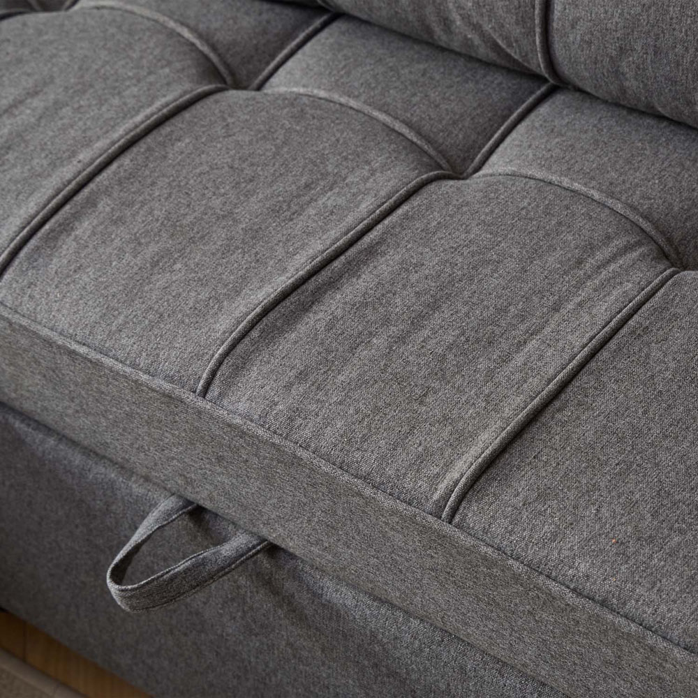 Furniture Online Hudson 3 Seater Grey Linen Sofa Bed with Cupholders Image 6