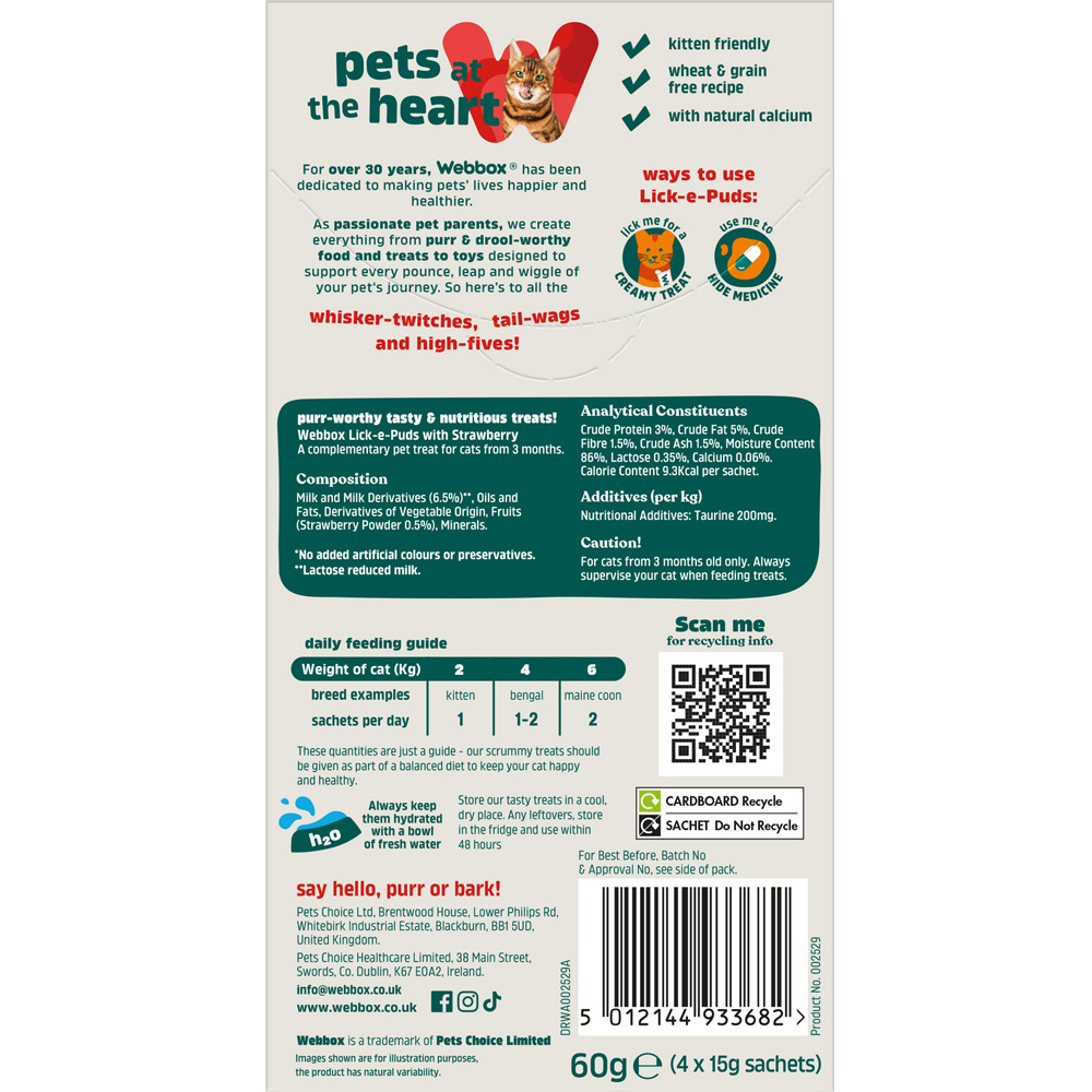 Pack of 4 Webbox Lick-E-Puds Cat Treats Strawberry Image 2