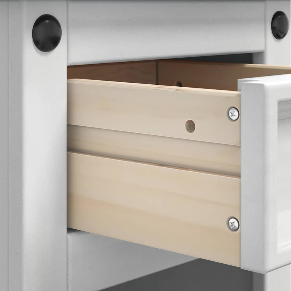 vidaXL Corona Single Door Single Drawer White Solid Pine Wood Bedside Table Image 8