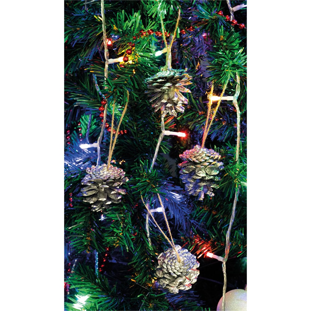 St Helens Silver Hanging Pinecones Ornaments 6 Pack Image 6