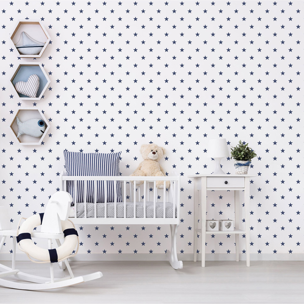 Galerie Deauville 2 Star Navy Blue and White Wallpaper Image 3