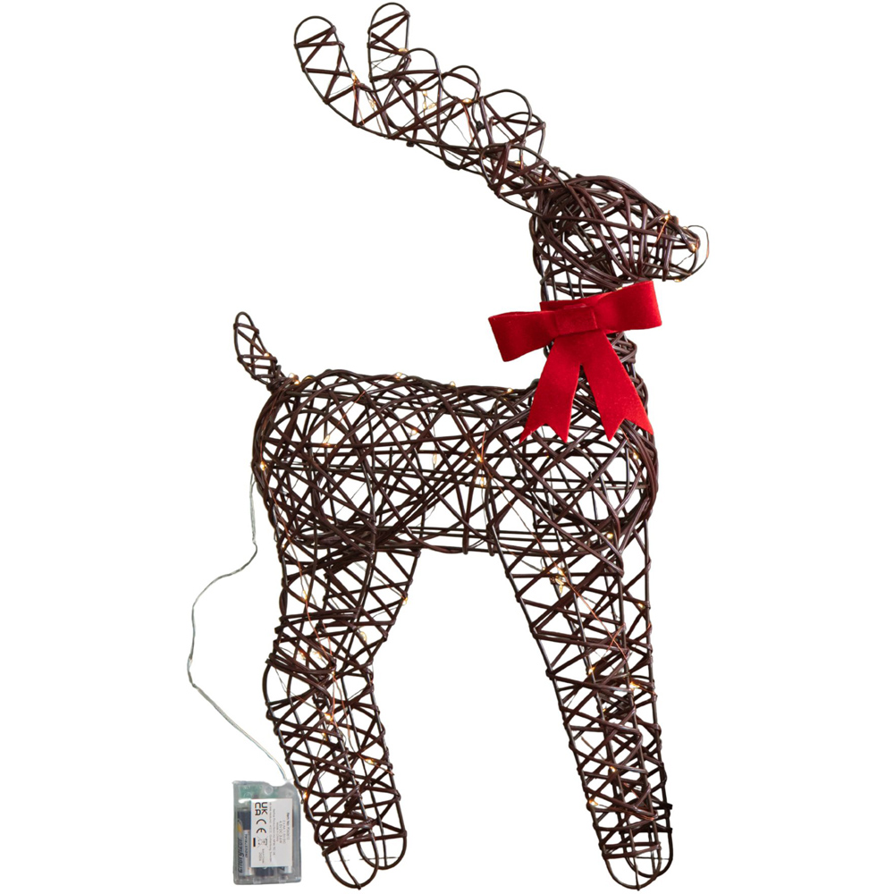 Samuel Alexander Warm White LED Light Up Standing Reindeer with Red Bow Christmas Decoration 60cm Image 2