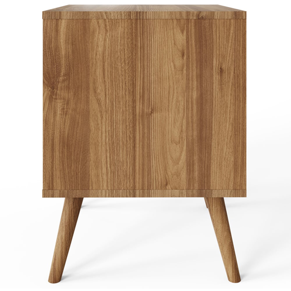 GFW Rowan 2 Drawer Oak Slatted Bedside Table Image 5