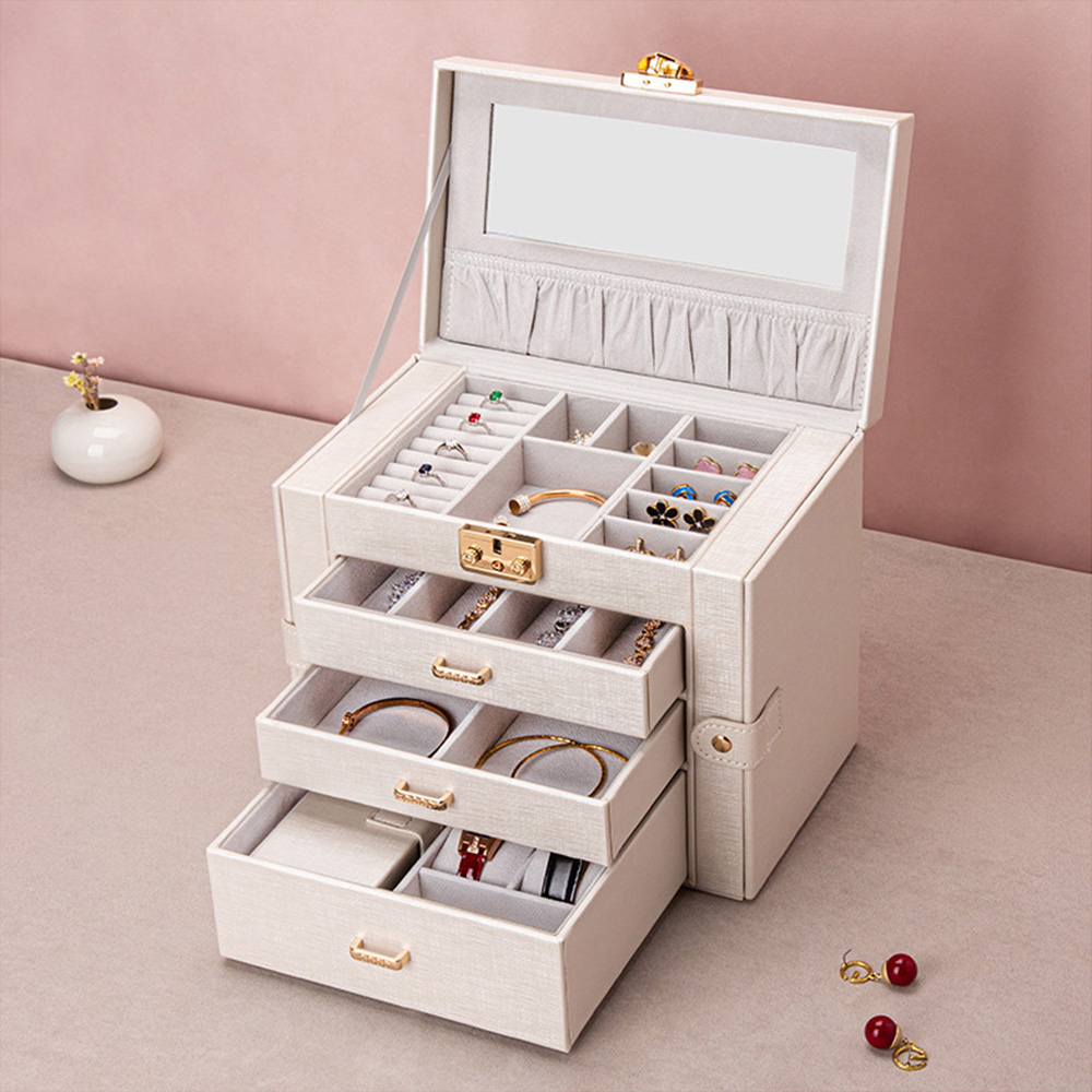 H&O Direct 3 Drawer White Jewellery Box Image 2