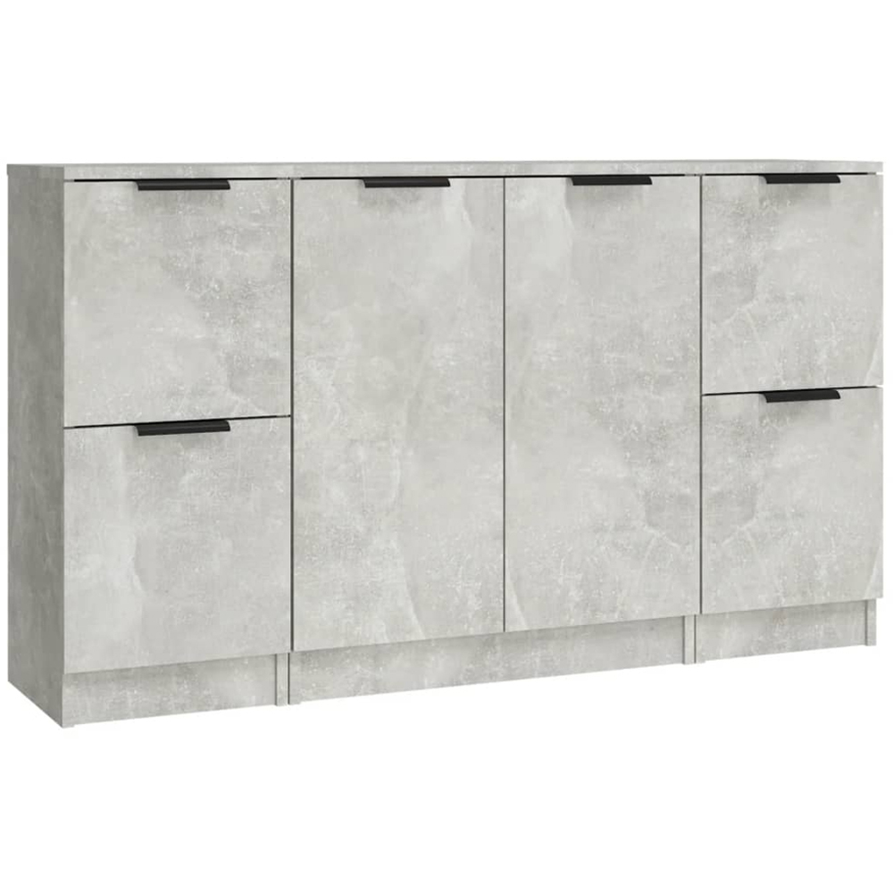vidaXL Concrete Grey Wooden Sideboard 3 Piece Image 2