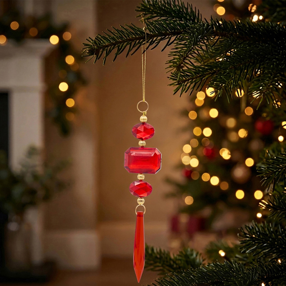 Jewelled Hanging Droplet Red Image 2