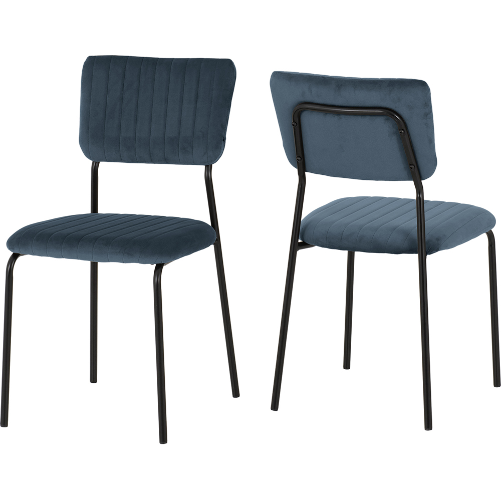 Seconique Sheldon Set of 4 Navy Blue Velvet Dining Chair Image 2