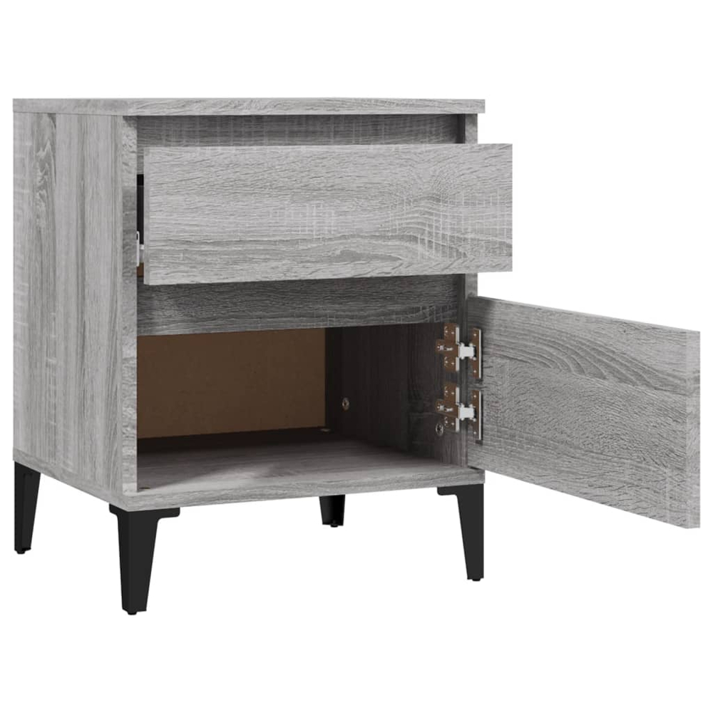 vidaXL 2 Drawer Grey Sonoma Bedside Table Set of 2 Image 7