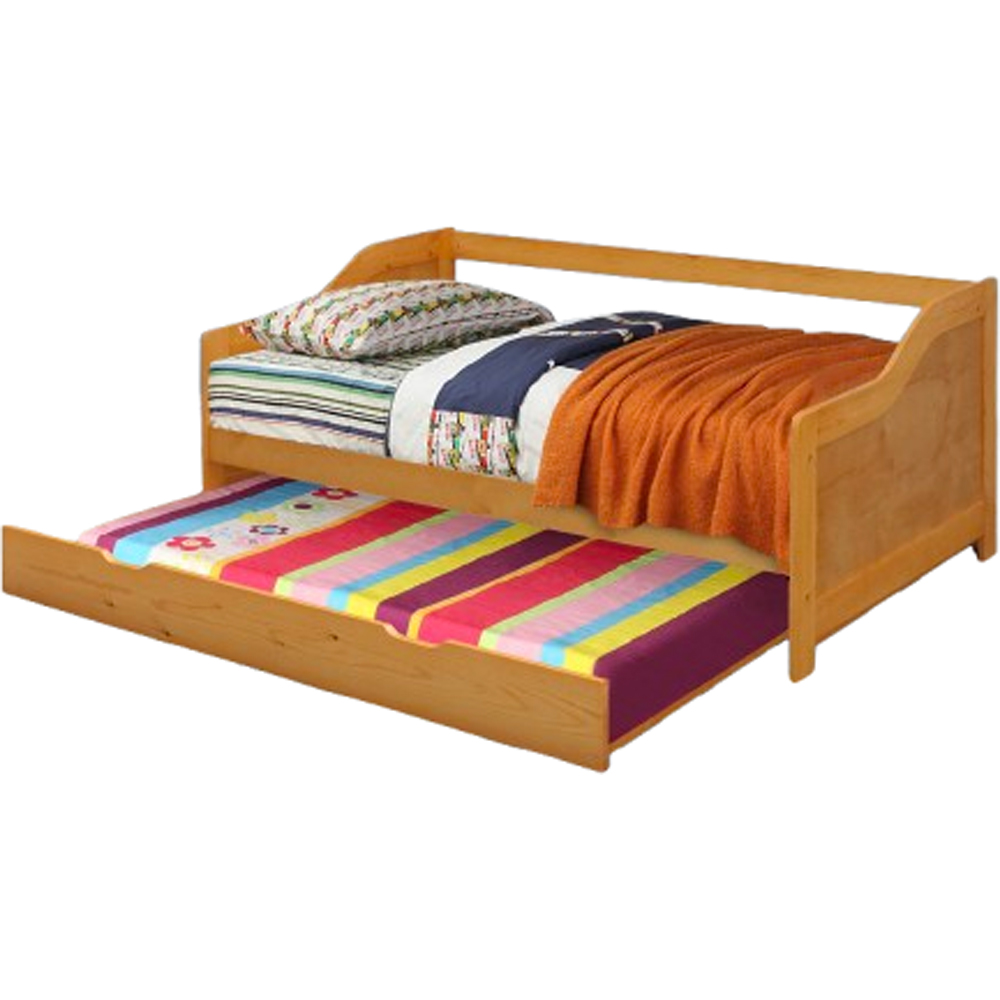 Comfy Living Single Caramel Wooden Bed with Trundle Image 2