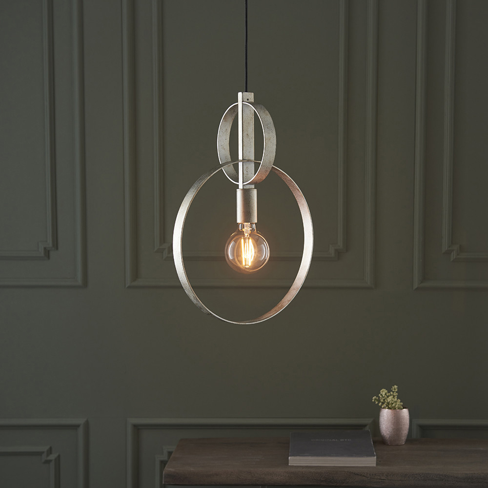 Merano Trento Antique Silver Leaf Pendant Ceiling Light Image 5