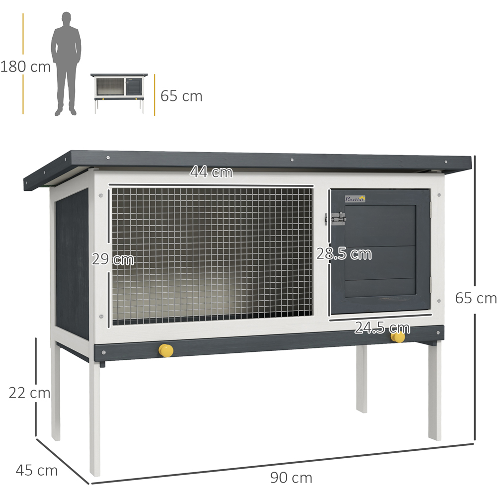 PawHut Wooden Small Animal Hutch with Openable Roof Image 6