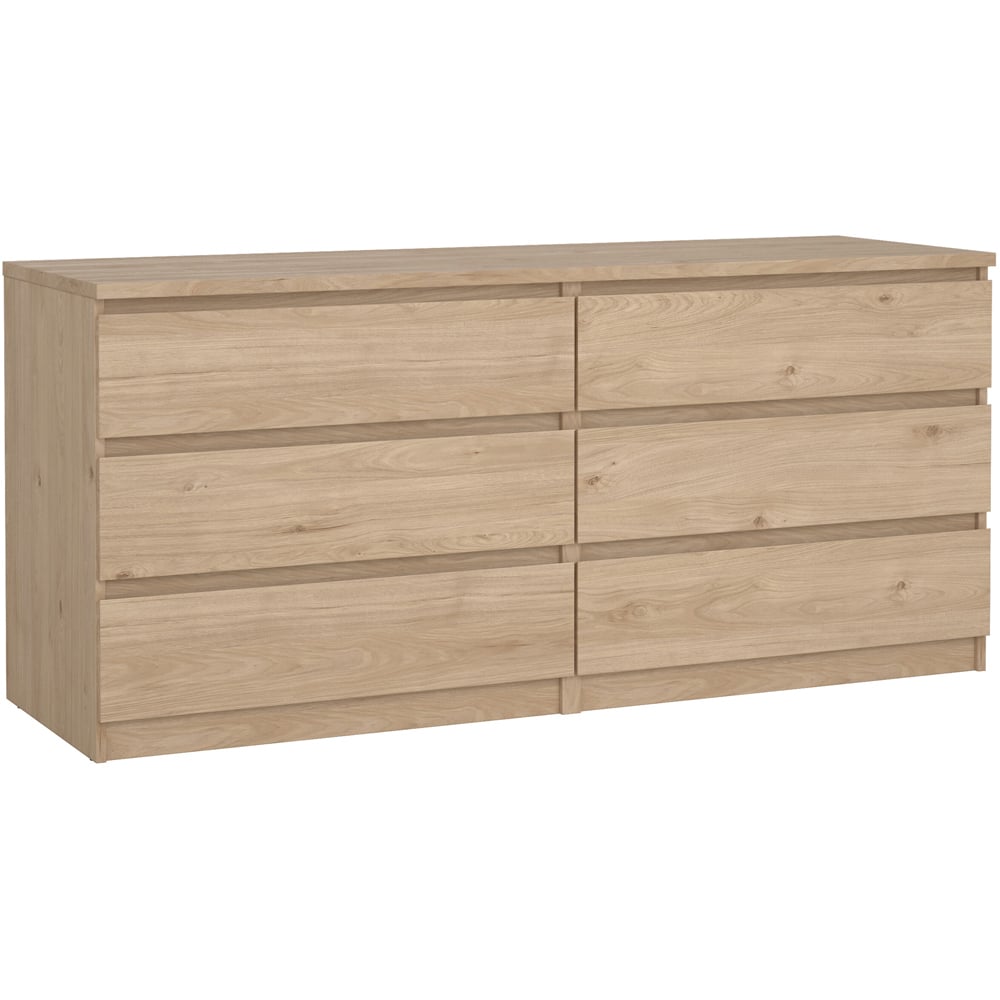 Florence 6 Drawer Jackson Hickory Oak Wide Chest of Drawers Image 2