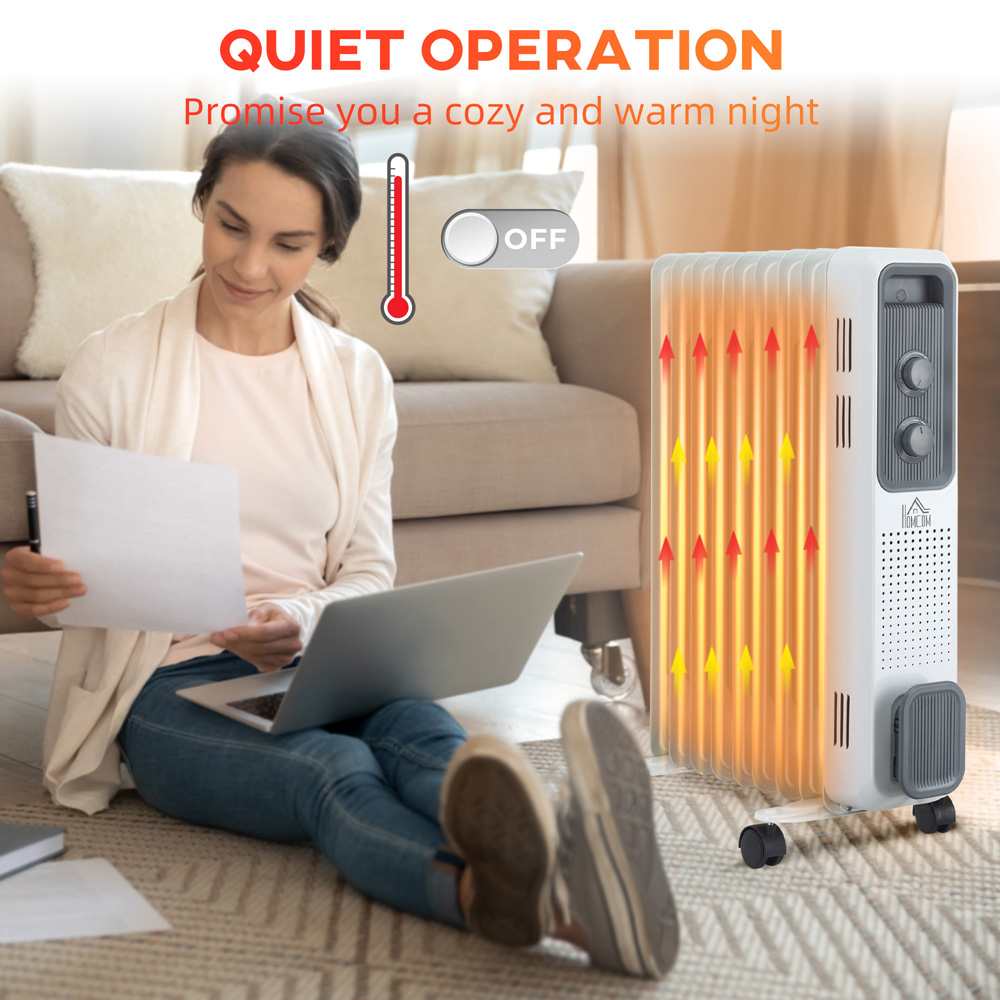 HOMCOM 9 Fin Oil Filled Portable Heater Radiator Image 7