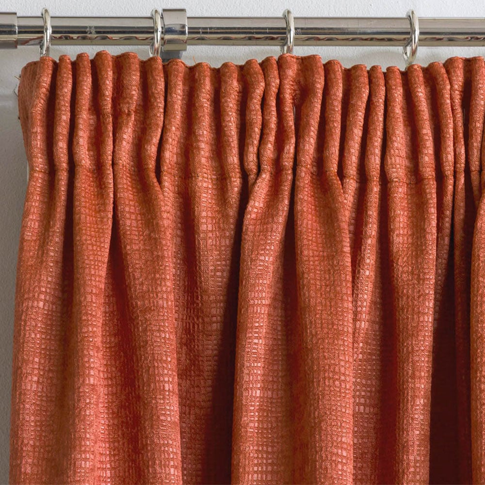 Enhanced Living Matrix Orange Thermal Pencil Pleat Readymade Curtains 117 x 137cm Image 3