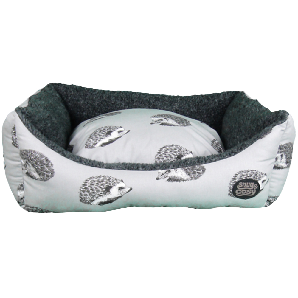 Snug & Cosy Small Rectangle Hedgehog Print Dog Bed Image 1