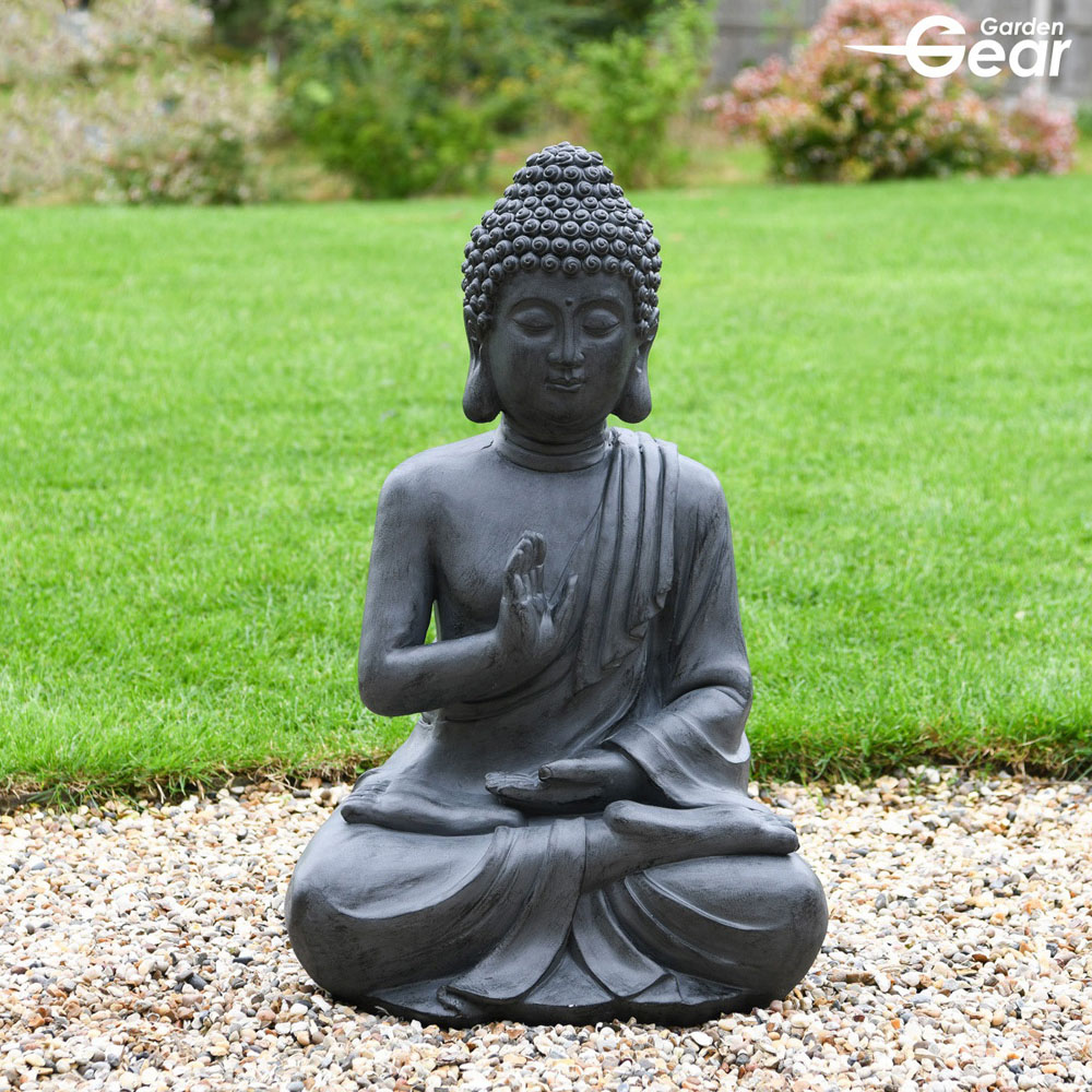 Garden Gear Stone Effect Large Sitting Buddha Garden Ornament Image 2
