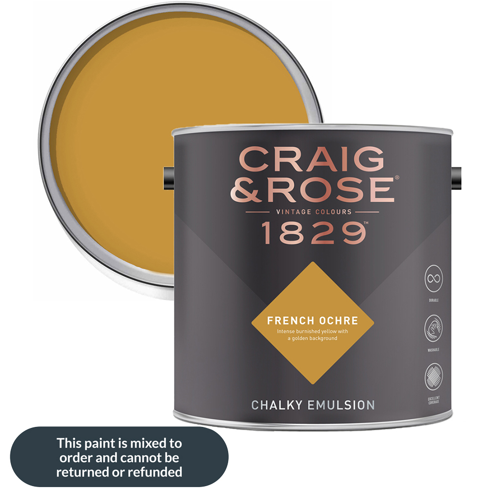 Craig & Rose Walls and Ceilings French Ochre Chalky Matt Emulsion Paint 2.5L Image 1