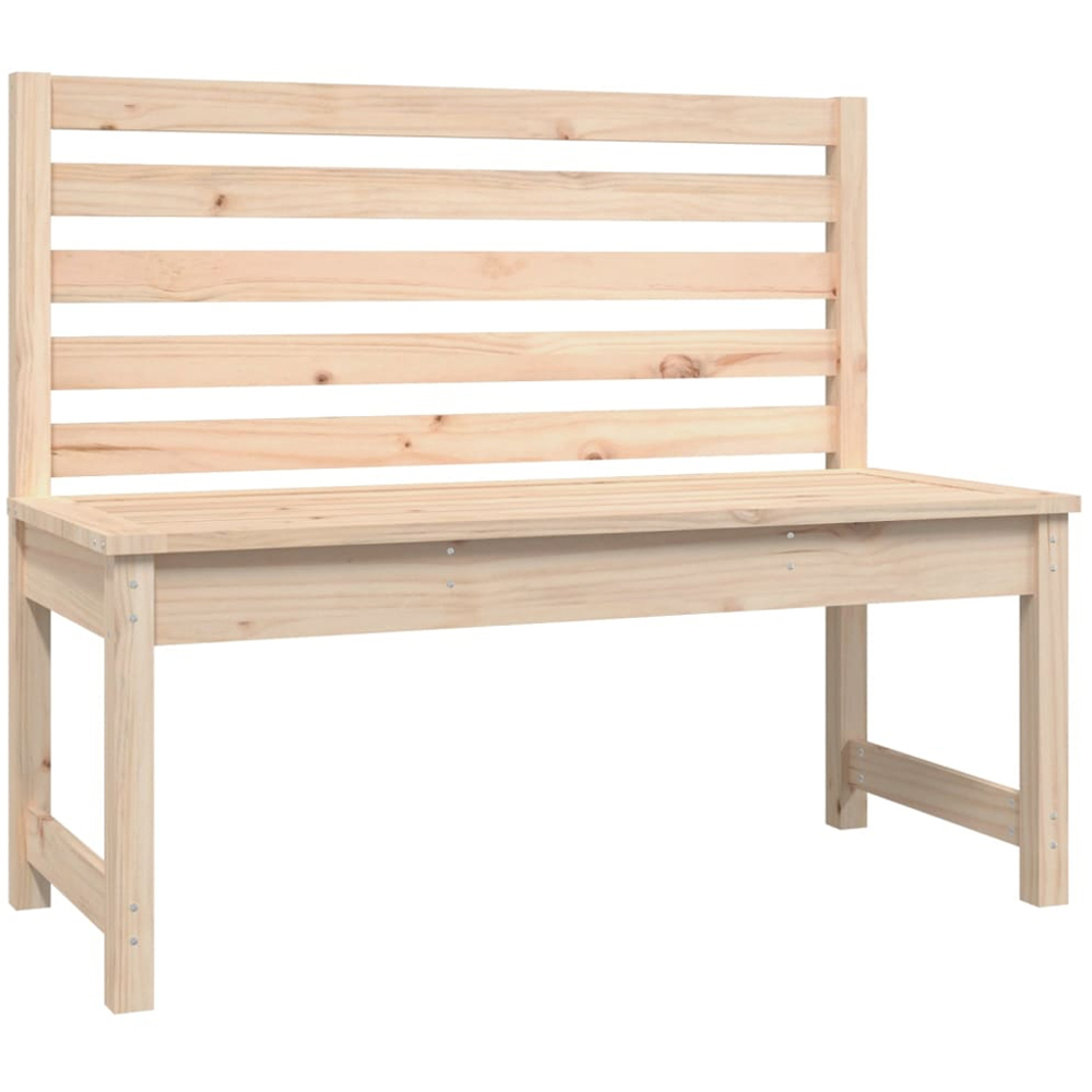 vidaXL Natural Solid Pine Wood Slatted Garden Bench 109 x 48 x 91.5cm Image 2