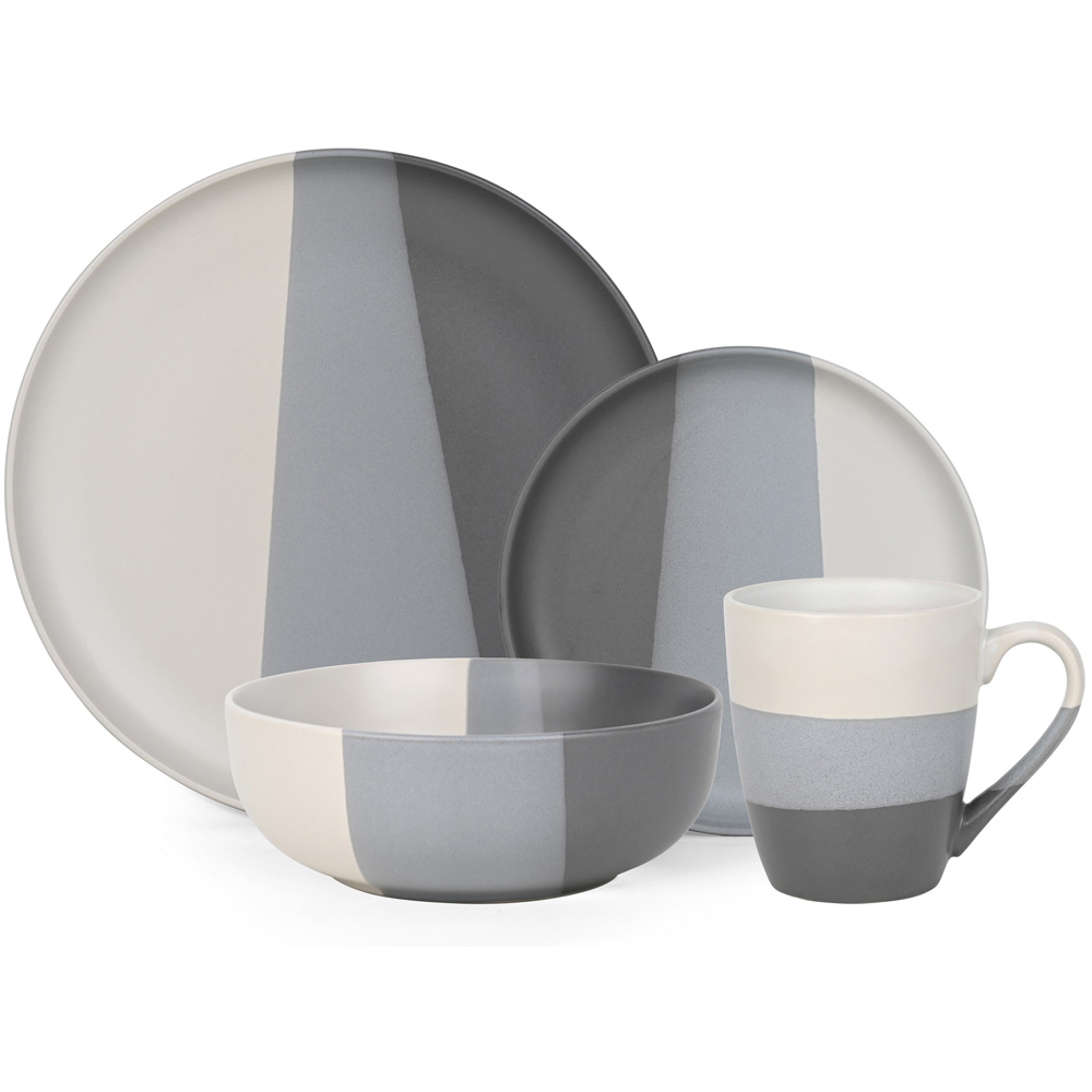 Waterside Dipped Grey Triple Tone 16 Piece Dinner Set Image 2