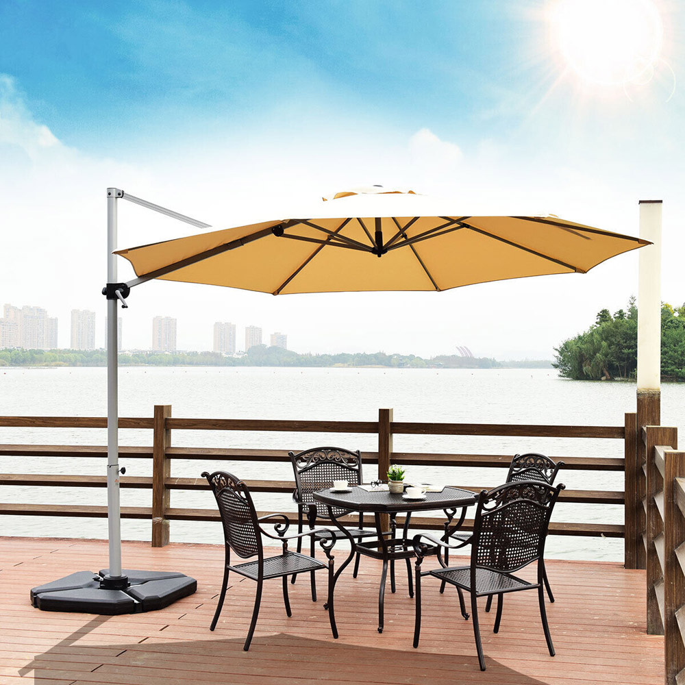 Costway Beige Crank and Tilt Cantilever Parasol 3.3m Image 2