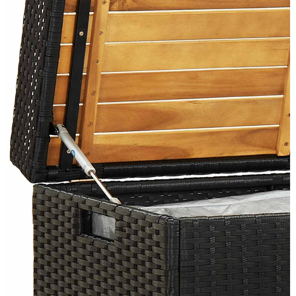 vidaXL Black Poly Rattan Garden Storage Bench 120 x 50 x 50cm Image 6