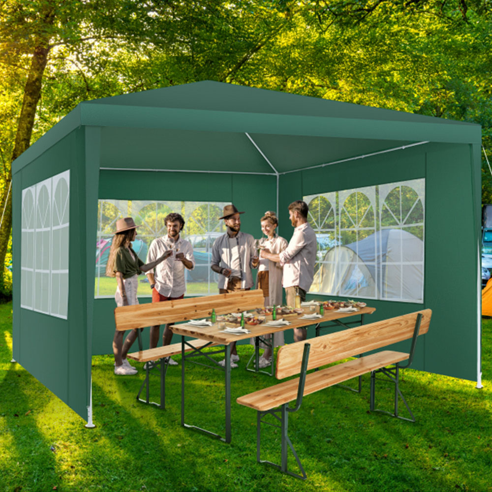 tectake Baraban Green 3 Side Panel Gazebo Image 1